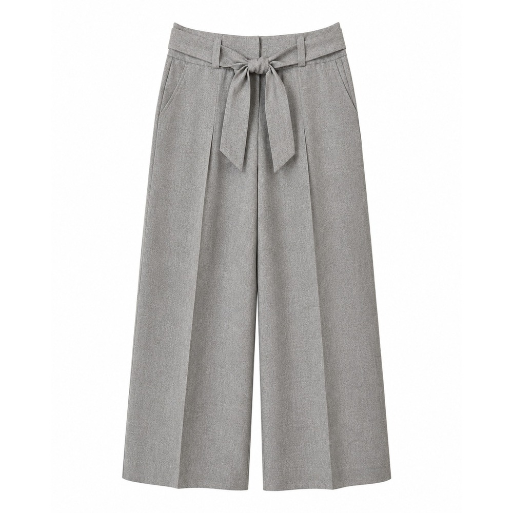 Timeless Ann Taylor LOFT Wide Leg Comfortable Tie Waist Dress Pants 4 Grey